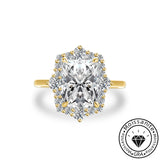 Artful Solarii Moissanite 3.0ct Radiant Cut 925 Sterling Silver Halo Design Engagement Ring