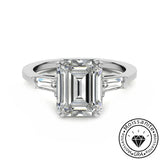 Solarii Moissanite 2.0ct Emerald Cut Three Stones 925 Sterling Silver Engagement Ring