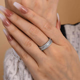 Gorgeous Emerald Cut Wedding Band In Sterling Silver