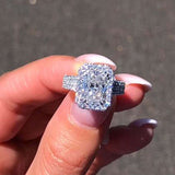 Radiant Cut White Stone White Gold Pave Ring