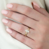 Enchanting Solarii Moissanite 3.0ct Marquise Cut 925 Sterling Silver Twist Design Engagement Ring