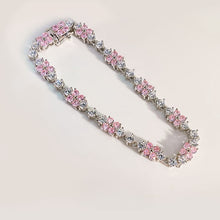 Delicate Round Cut White and Pink Stone Bracelet for Women