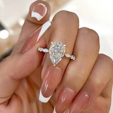 Pear Cut White Stone White Gold Ring