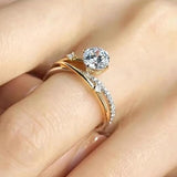 Solarii Moissanite 1.0ct Round Cut Two-Tone 925 Sterling Silver Engagement Ring