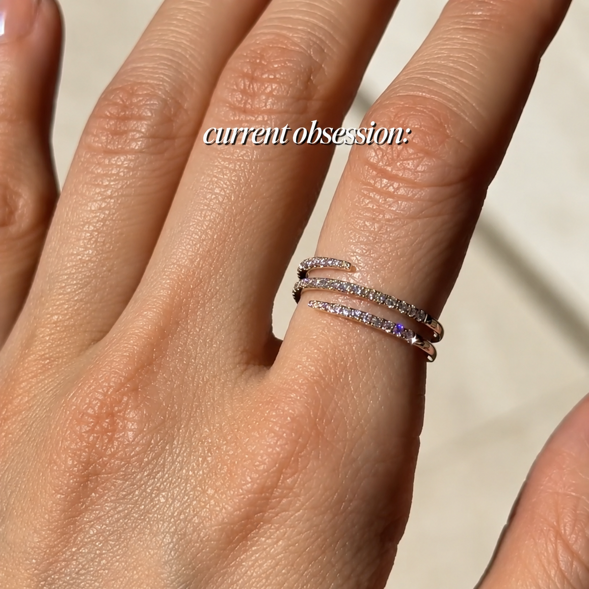 Multi-Row Pave Bypass Spiral Statement Ring in Sterling Silver