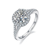Twinkling Solarii Moissanite 2.0ct Round Cut 925 Sterling Silver Split Shank Engagement Ring