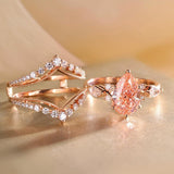 Deluxe-styled 2.5CT Morganite Stone Pear Cut Insert Wedding Ring Set In Sterling Silver