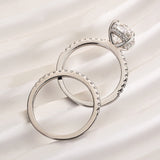 Classic 3.5ct Oval Cut Sterling Silver Wedding Ring Set