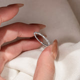 Marquise and Round Cut Alternating Stackable Wedding Band in Sterling Silver
