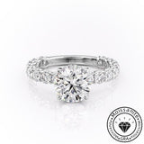 Glistening-hued Solarii Moissanite 2.0ct Round Cut 925 Sterling Silver Pave Engagement Ring