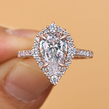 Sophisticated Pear Cut Halo Sterling Silver Engagement Ring