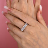 Eternity Emerald Cut Women's Wedding Band In Sterling Silver