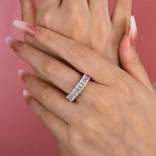 Eternity Emerald Cut Women's Wedding Band In Sterling Silver
