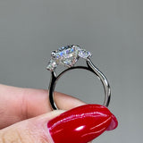 Orchestral Three Stone Oval Cut 3.5ct Engagement Ring In Sterling Silver