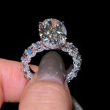 Preciously-crafted Pave Oval Cut 7.0ct Engagement Ring In Sterling Silver