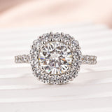 Elegant Solarii Moissanite 2.0ct Round Cut 925 Sterling Silver Halo Design Engagement Ring