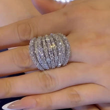 Dazzling 925 Sterling Silver Pave Round Cut Wide Band Wedding Ring