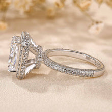 Luxurious Radiant Cut Sterling Silver Halo Engagement Ring