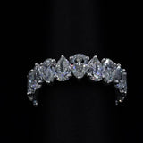 Elegant 925 Sterling Silver Pear Cut Curved Eternity Wedding Ring