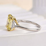 Radiant Cut Yellow Gemstone Ring with Yellow Gold and White Gold Plating, 925 Sterling Silver