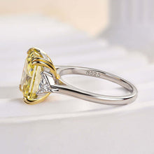 Radiant Cut Yellow Gemstone Ring with Yellow Gold and White Gold Plating, 925 Sterling Silver