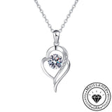 Solarii Moissanite 1.0ct Round Cut  Heart Design 925 Sterling Silver Necklace