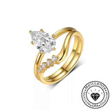 Moissanite 1.5ct Pear Cut Sterling Silver Wedding Ring Set