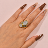 Stunning 6.0ct Two-Stone Oval Cut Wide Statement Engagement Ring In Sterling Silver