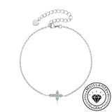 Round Cut Moissanite Cross Bracelet in Sterling Silver