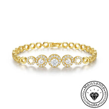 Dazzling round cut moissanite bracelet, rhodium plated, 925 sterling silver