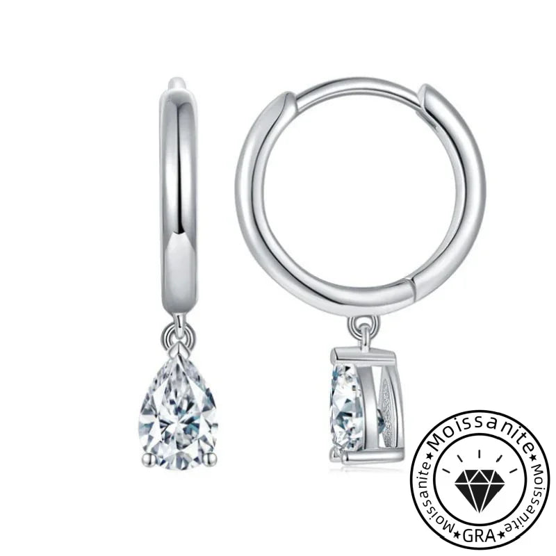 Solarii Moissanite  Pear Cut 925 Sterling Silver 1.0ct*2P  Earrings