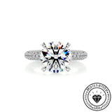 Gleaming Solarii Moissanite 3.0ct Round Cut 925 Sterling Silver Pave Engagement Ring