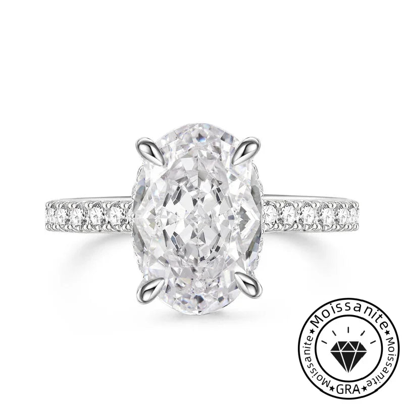 Solarii Moissanite  Oval Cut  925 Sterling Silver Engagement Ring