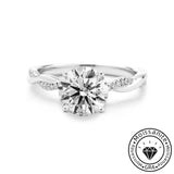 Moissanite 1.0ct Round Cut Twist Sterling Silver Pave Engagement Ring