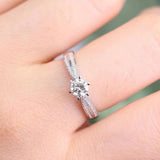 Solarii Moissanite 3.0ct Round Cut 925 Sterling Silver Engagement Ring