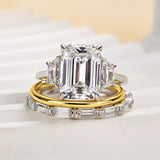 Honorable Three Stone Emerald Cut 3PC Wedding Set