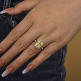 Elegant Cushion Cut Yellow Sapphire 3.5ct Sterling Silver Engagement Ring