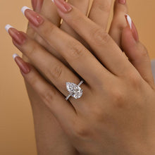 Hidden Halo Pear Cut 4.5ct Engagement Ring In Sterling Silver