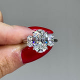 Orchestral Three Stone Oval Cut 3.5ct Engagement Ring In Sterling Silver