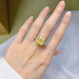 Dazzling Radiant Cut Yellow Stone Sterling Silver Engagement Ring