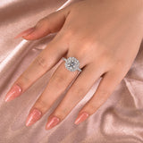 Elegant Solarii Moissanite 2.0ct Round Cut 925 Sterling Silver Halo Design Engagement Ring