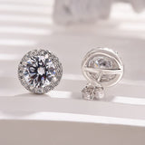 Chic Halo Round Cut Women's Stud Earrings In Sterling Sliver