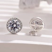 Chic Halo Round Cut Women's Stud Earrings In Sterling Sliver
