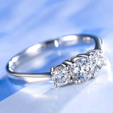 Glazed Solarii Moissanite 1.0ct Round Cut 925 Sterling Silver Three Stone Engagement Ring[SALE]