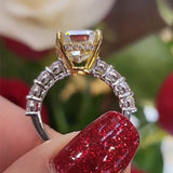 Vibrant Cushion Cut 4.5ct Yellow Stone Sterling Silver Engagement Ring