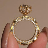 Vintage Art Deco Marquise Cut 3.0Ct Hidden Halo Twisted Pave 14K Gold Plated 925 Sterling Silver Engagement Ring