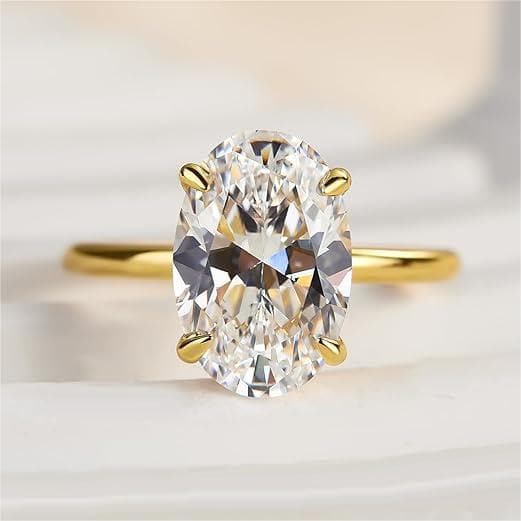 Solarii Moissanite 4.5ct Oval Cut 925 Sterling Silver Engagement Ring