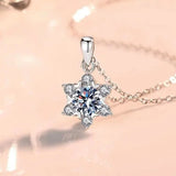 Solarii Moissanite 1.0ct Round Cut Snowflake Design 925 Sterling Silver Necklace