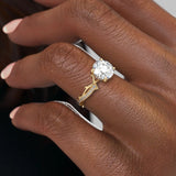 Delicate Solarii Moissanite 2.0ct Round Cut 925 Sterling Silver Twist Design Engagement Ring