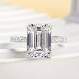 Classic Emerald Cut Solitaire Sterling Silver Engagement Ring